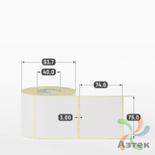 Термоэтикетка ТОП 75х74 (рядов 1 по 500 шт)  в рулоне, втулка 40 мм (к) IQ code