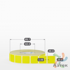 Этикетка 20х20 цветная (рядов 1 по 2000 шт) полуглянцевая, втулка 40 мм (к) цвет - Желтый  
