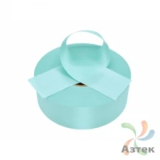 Сатиновая лента 25мм х 200м втулка 76 мм, цвет - лазурный