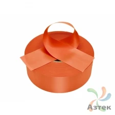 Сатиновая лента 100мм х 200м втулка 76 мм, цвет - апельсиновый