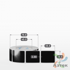 Этикетка 30х35 цветная Полипропилен (рядов 1 по 500 шт), втулка 40 мм (к) цвет - Черный   