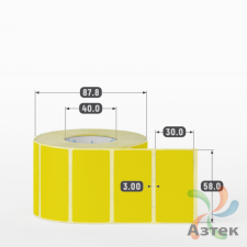 Термоэтикетка 58х30 Termo TOP цветная (рядов 1 по 1000 шт), втулка 40 мм (к) цвет - Желтый Pantone 3965 U