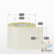 Термотрансферная этикетка 58х10 (рядов 1 по 2 000 шт) Полуглянец в рулоне, втулка 40 мм (к) IQ code