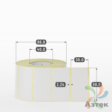 Термотрансферная этикетка 58х30 (рядов 1 по 1000 шт) Полуглянец съемный клей в рулоне, втулка 40 мм (к) IQ code