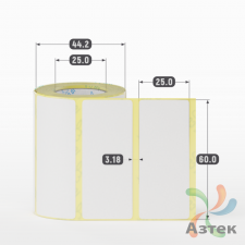 Термоэтикетка ЭКО 60х25 (рядов 1 по 250 шт)  в рулоне, втулка 25 мм (к) IQ code