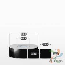 Этикетка 30х35 цветная Полипропилен (рядов 1 по 1000 шт), втулка 40 мм (к) цвет - Черный   