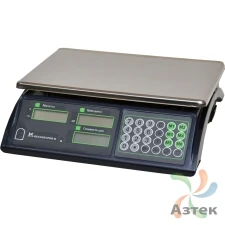 Весы МЕХЭЛЕКТРОН-М ВР4900-30-2Д-АБ 10 настольные торговые до 30 кг, нержавеющая сталь, ЖК