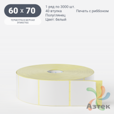 Термотрансферная этикетка 60х70 (рядов 1 по 3 000 шт) Полуглянец в рулоне, втулка 40 мм (к) IQ code