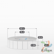 Этикетка самоклеящаяся 43х25 (рядов 1 по 4 000 шт) Полипропилен белый в рулоне, втулка 76 мм (к) IQ code 	
