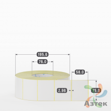 Термотрансферная этикетка 75х58 (рядов 1 по 3 000 шт) Полуглянец в рулоне, втулка 76 мм (к) IQ code